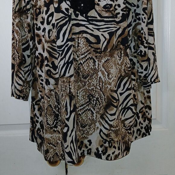 JM Collection animal print tunic business casual blouse  Sz 3X NWOT - Picture 2 of 6